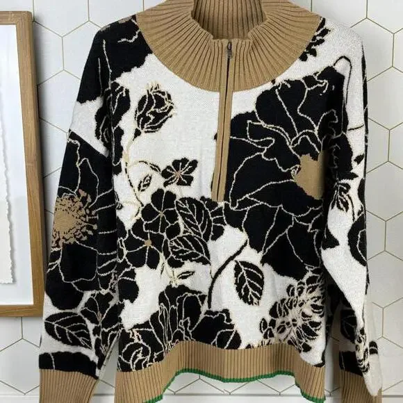 Maeve by Anthropologie Tan Montana Mock-Neck Half-Zip Sweater - Size - Medium - Picture 9 of 9